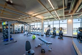 Washington apartment for rent - A gym with a variety of equipment including weights and cardio machines.