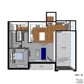 Hickman apartment for rent - A floor plan of a two bedroom apartment.