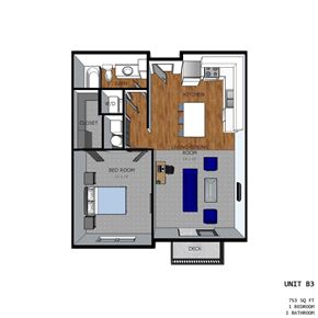 Hickman apartment for rent - A diagram of a floor plan for a unit labeled B3.