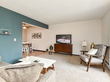 Burnsville apartment for rent - a living room with a couch and chairs and a tv