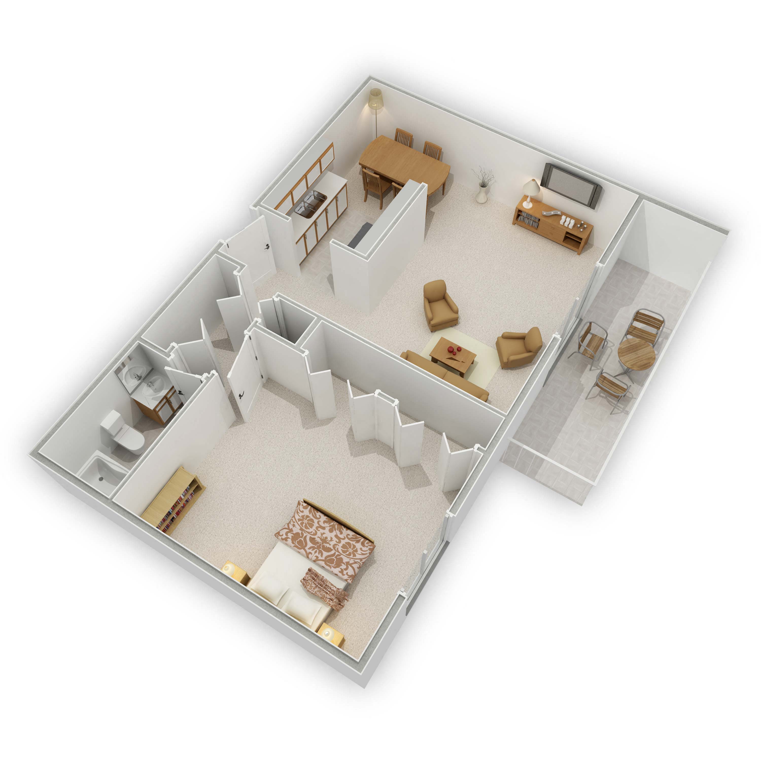 Floor plan for 1 bed, 1 bath, 759 sqft