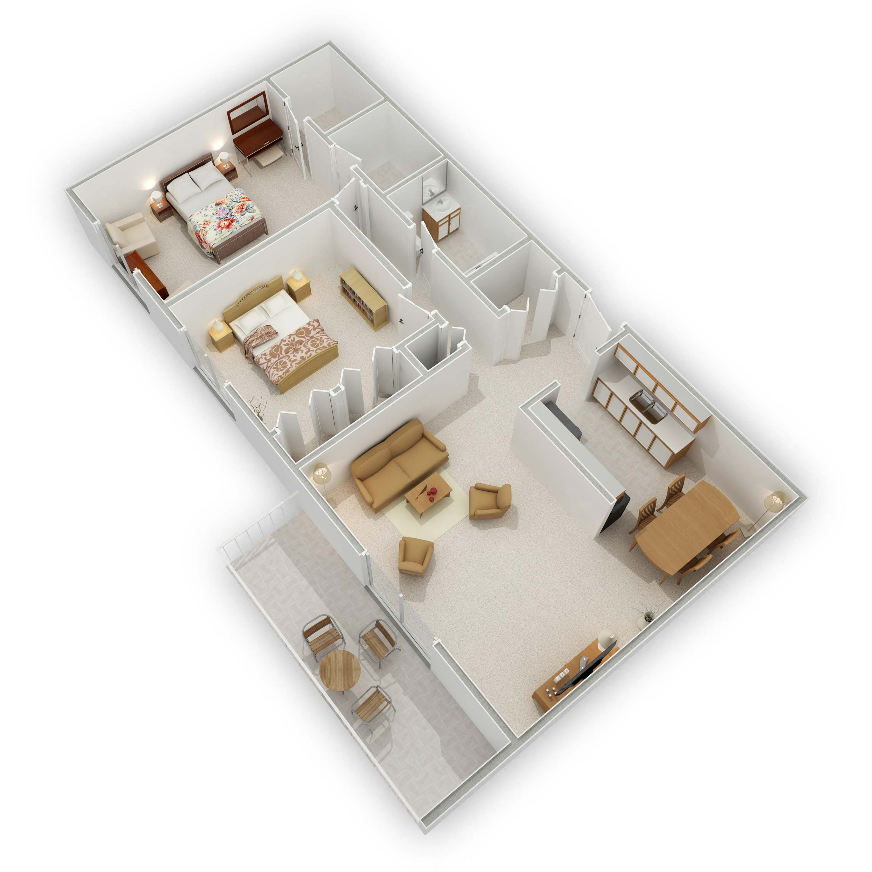 Floor plan for 2 beds, 1.5 baths, 946 sqft