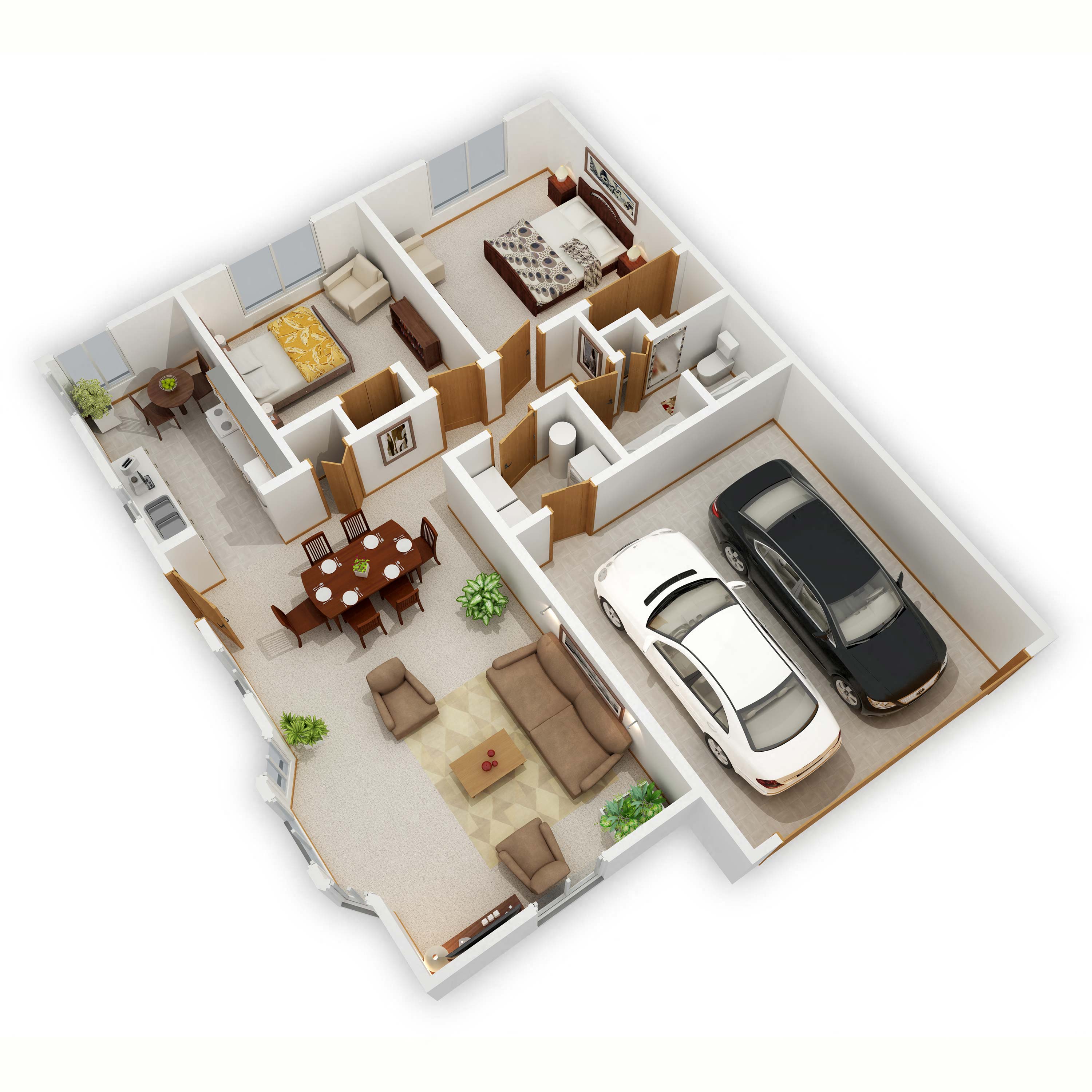 Floor plan for 2 beds, 1 bath, 1118 sqft