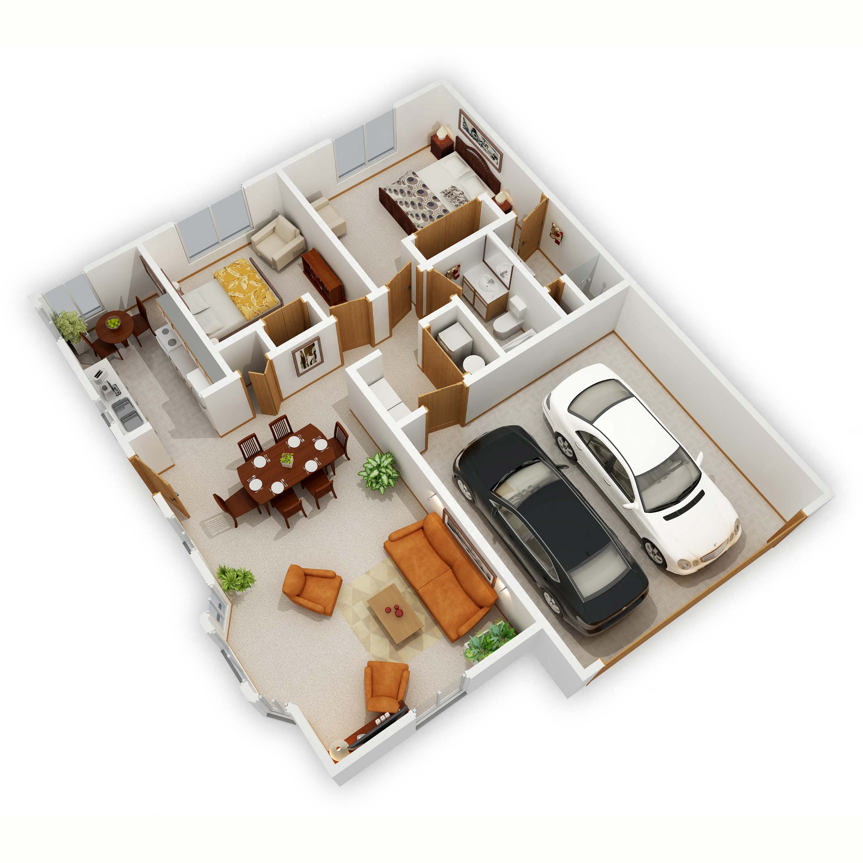 Floor plan for 2 beds, 2 baths, 1118 sqft