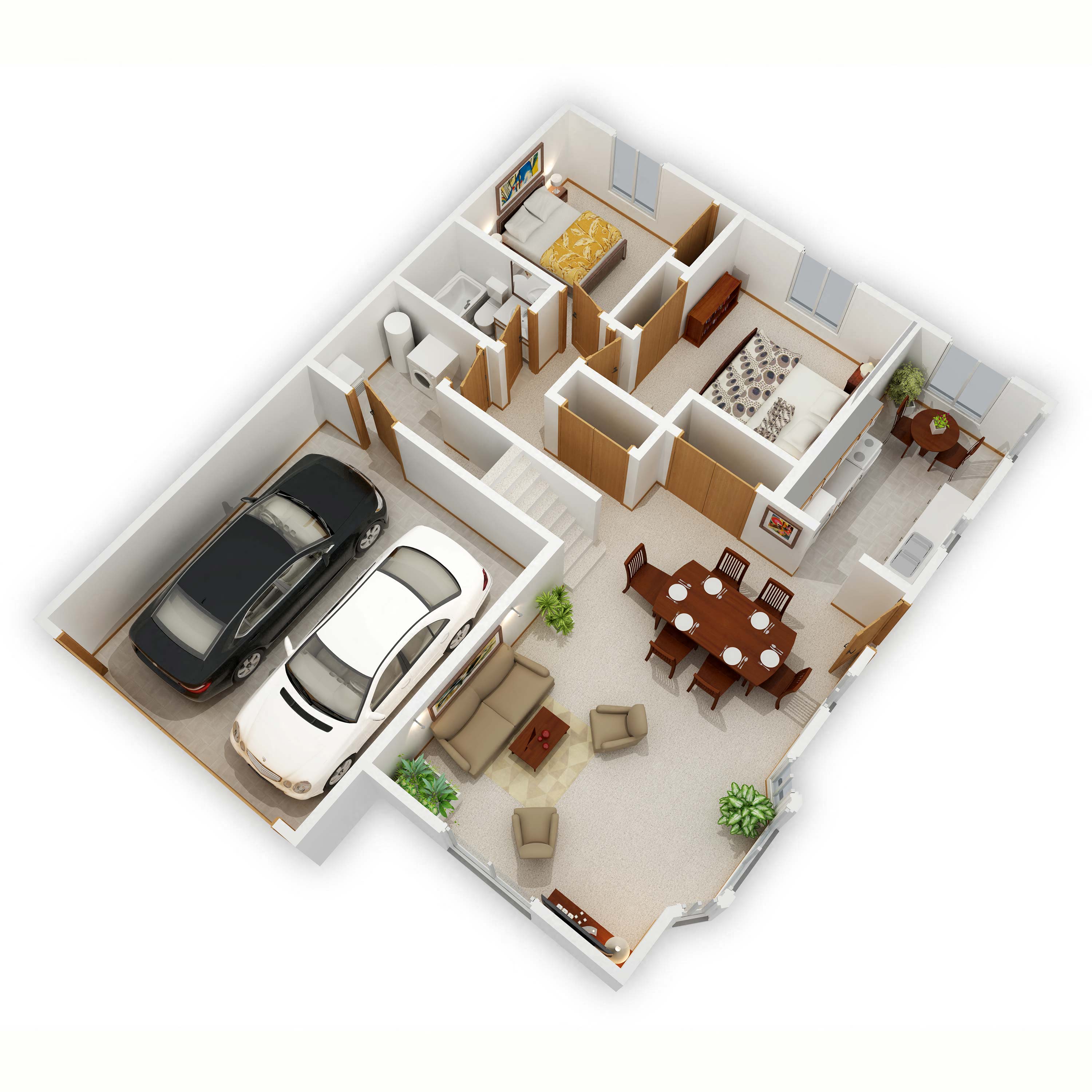 Floor plan for 3 beds, 2 baths, 1598 sqft