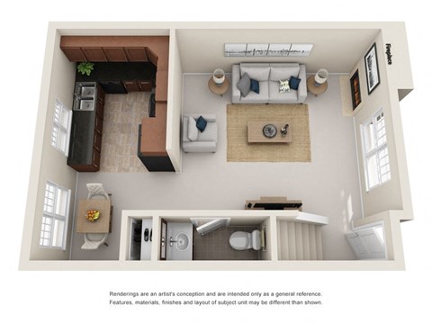 Floor plan for 2 beds, 2 baths, 1000 sqft