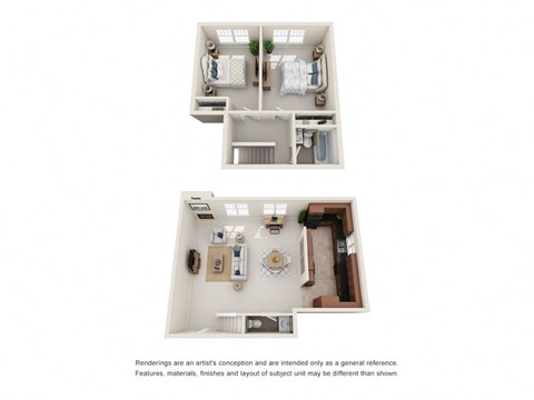 Floor plan for 2 beds, 2 baths, 1125 sqft