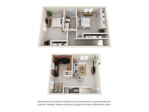 Floor plan for 2 beds, 2 baths, 1175 sqft