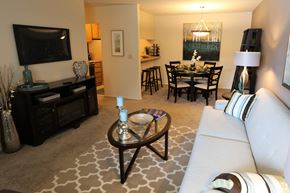 Eastlake apartment for rent - Decorated Living Room at Willowood Apartments, Eastlake, OH