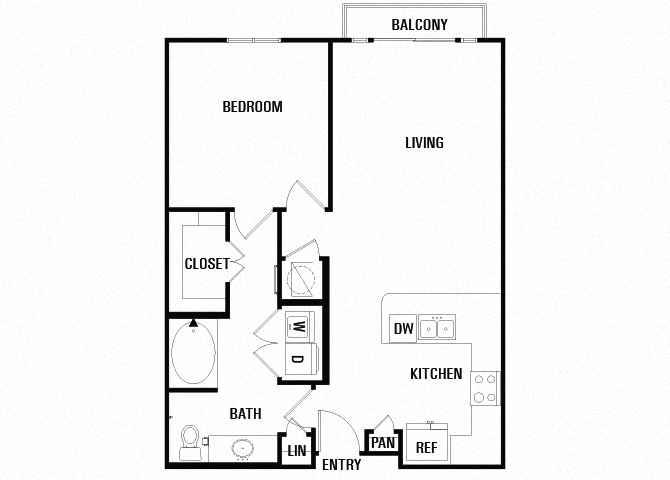 Floor plan for 1 bed, 1 bath, 783 sqft