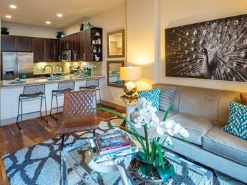 Houston apartment for rent - a living room with a couch and a table