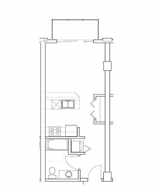 Floor plan for studio, 1 bath, 435 sqft