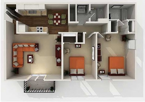 Floor plan for 2 beds, 1.5 baths, 1586 sqft