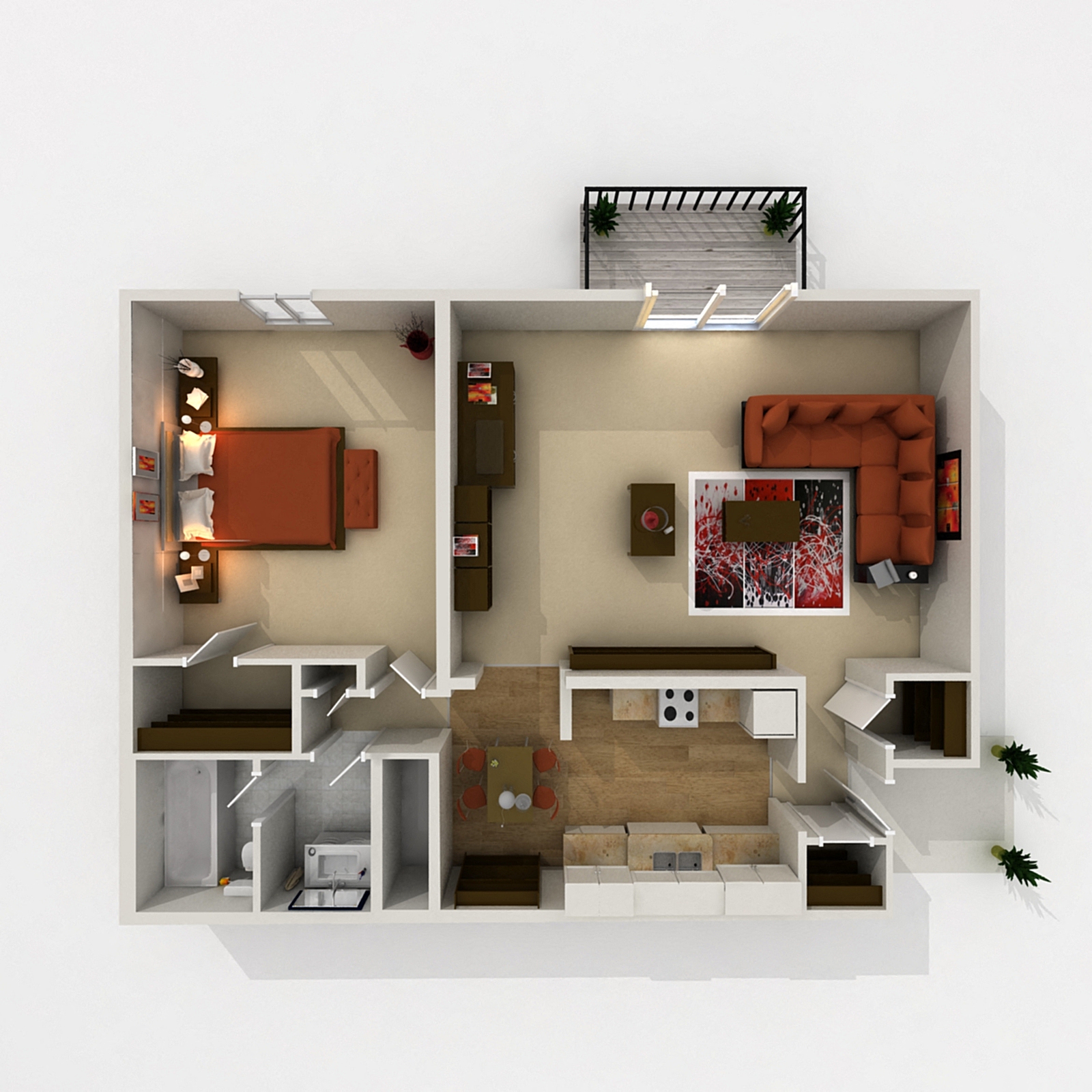 Floor plan for 1 bed, 1 bath, 825 sqft