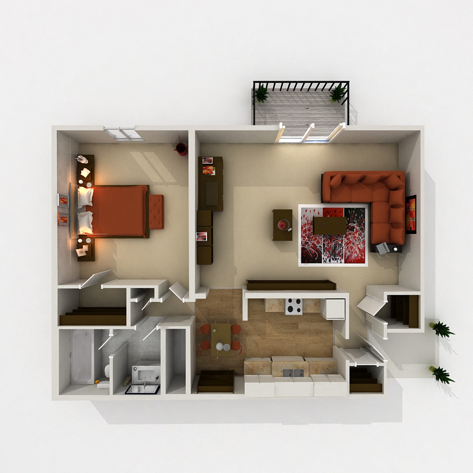 Floor plan for 1 bed, 1 bath, 825 sqft