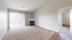 Council Bluffs apartment for rent - A living room with a fireplace and a carpet.