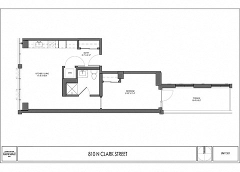 Floor plan for 1 bed, 1 bath, 534 sqft