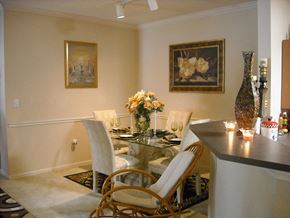 Muscogee Columbus apartment for rent - model furnished dining room with track lighting