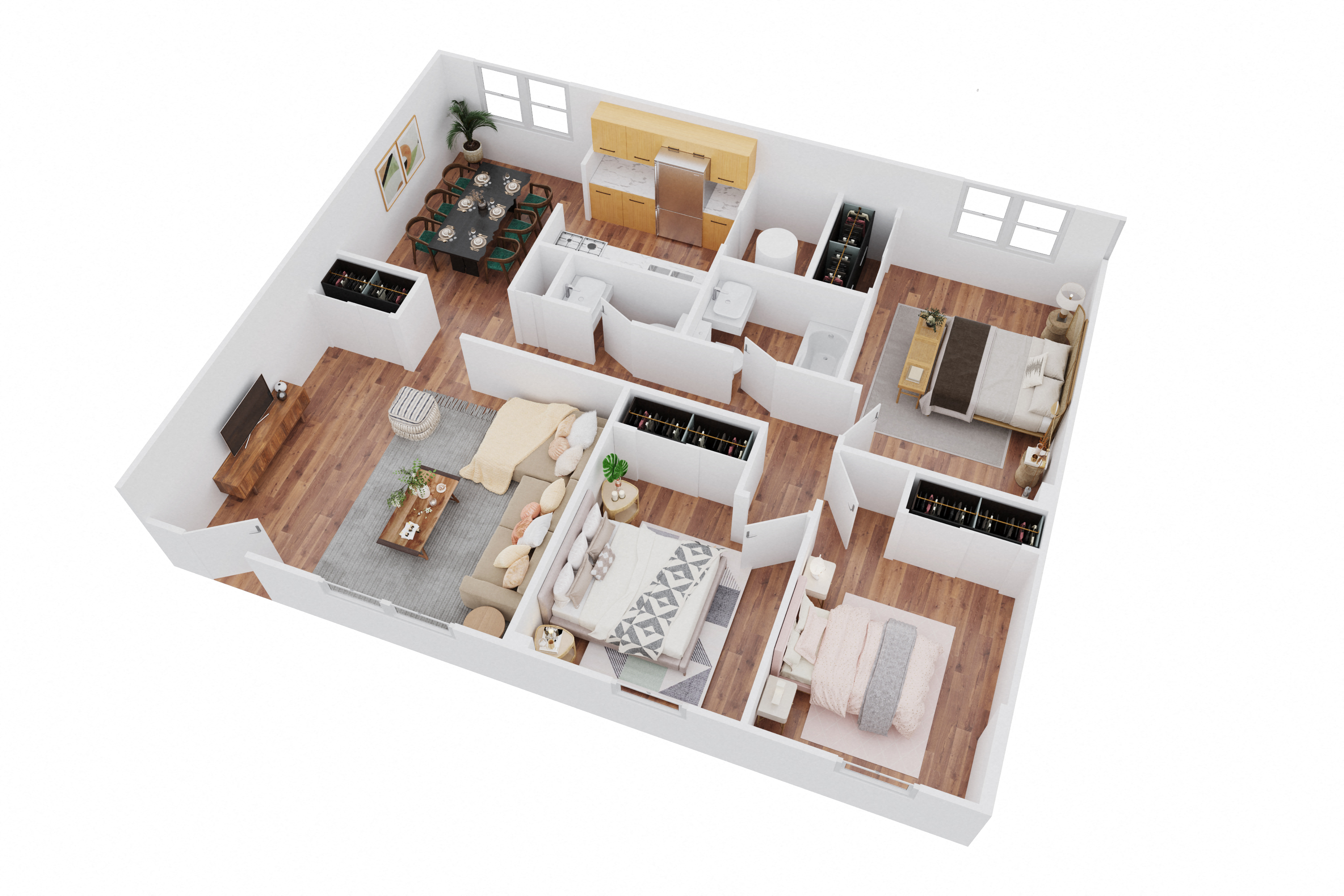 Floor plan for 3 beds, 1.5 baths, 1084 sqft