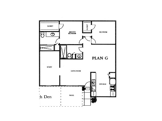 Floor plan for 2 beds, 2 baths, 1239 sqft