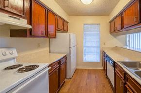 Houston apartment for rent - a kitchen with a stove and a refrigerator