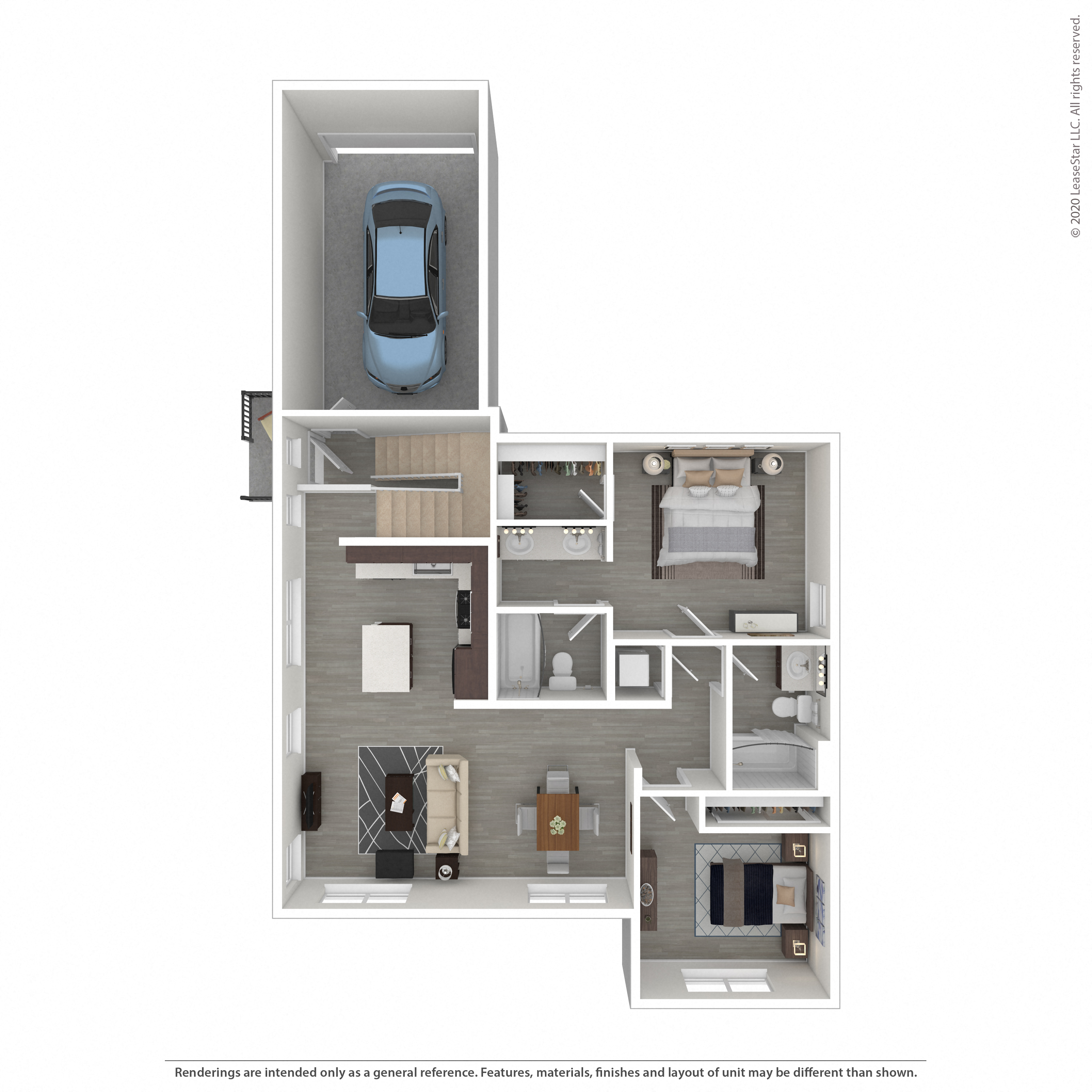 Floor plan for 2 beds, 2 baths, 1212 sqft
