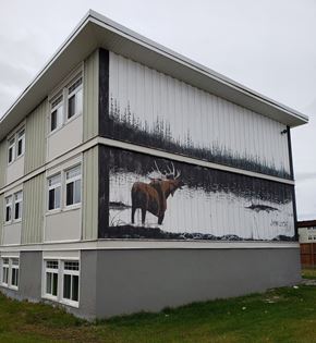 Thompson apartment for rent - a large mural of a bull on the side of a building