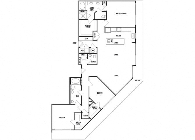 Floor plan for 3 beds, 2.5 baths