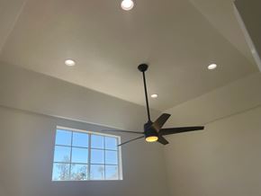 Laguna Niguel apartment for rent - a view of the ceiling fan in a living room with a window