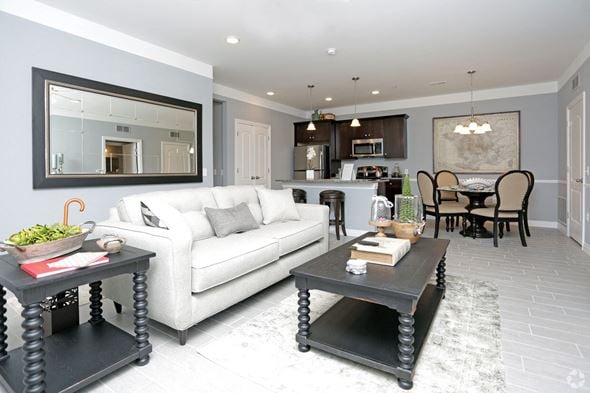Shelby Twp apartment for rent - a living room with a couch and a table