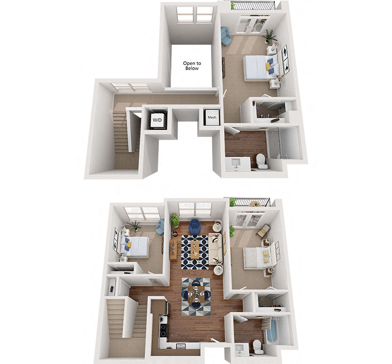 Floor plan for 3 beds, 2 baths, 1404 sqft