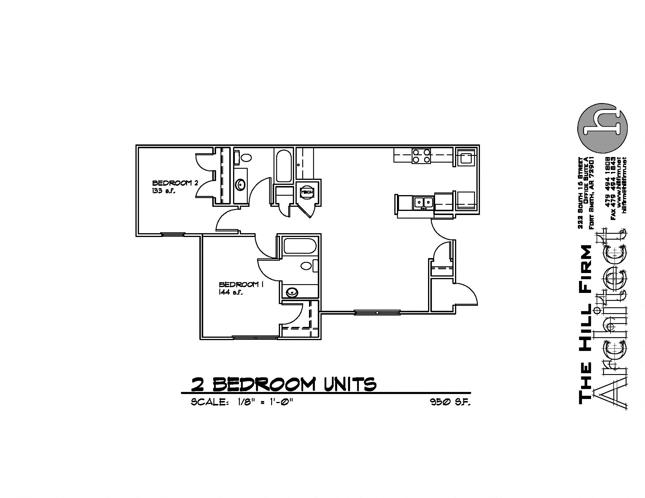 Floor plan for 2 beds, 1 bath, 953 sqft