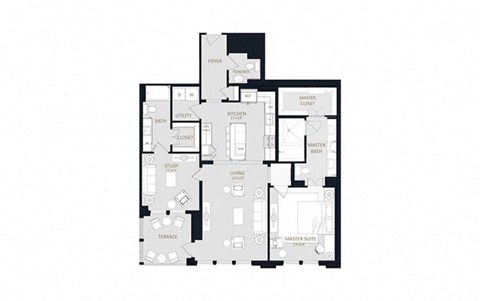 Floor plan for 2 beds, 2.5 baths, 1471 sqft