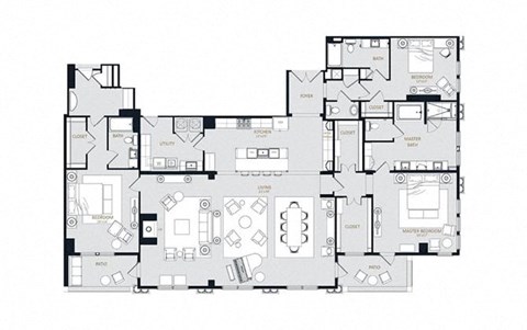 Floor plan for 3 beds, 3.5 baths, 3282 sqft