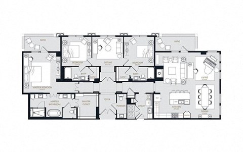 Floor plan for 3 beds, 3.5 baths, 2528 sqft