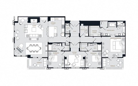 Floor plan for 3 beds, 3.5 baths