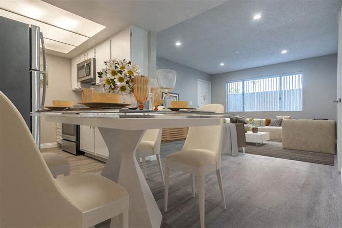 Floor plan for 2 beds, 2 baths, 877 sqft