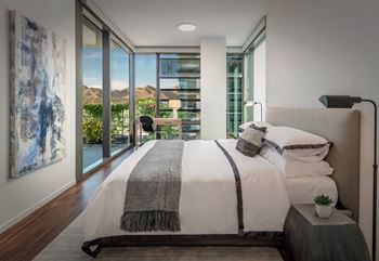 Floor-to-ceiling windows with abundant natural light