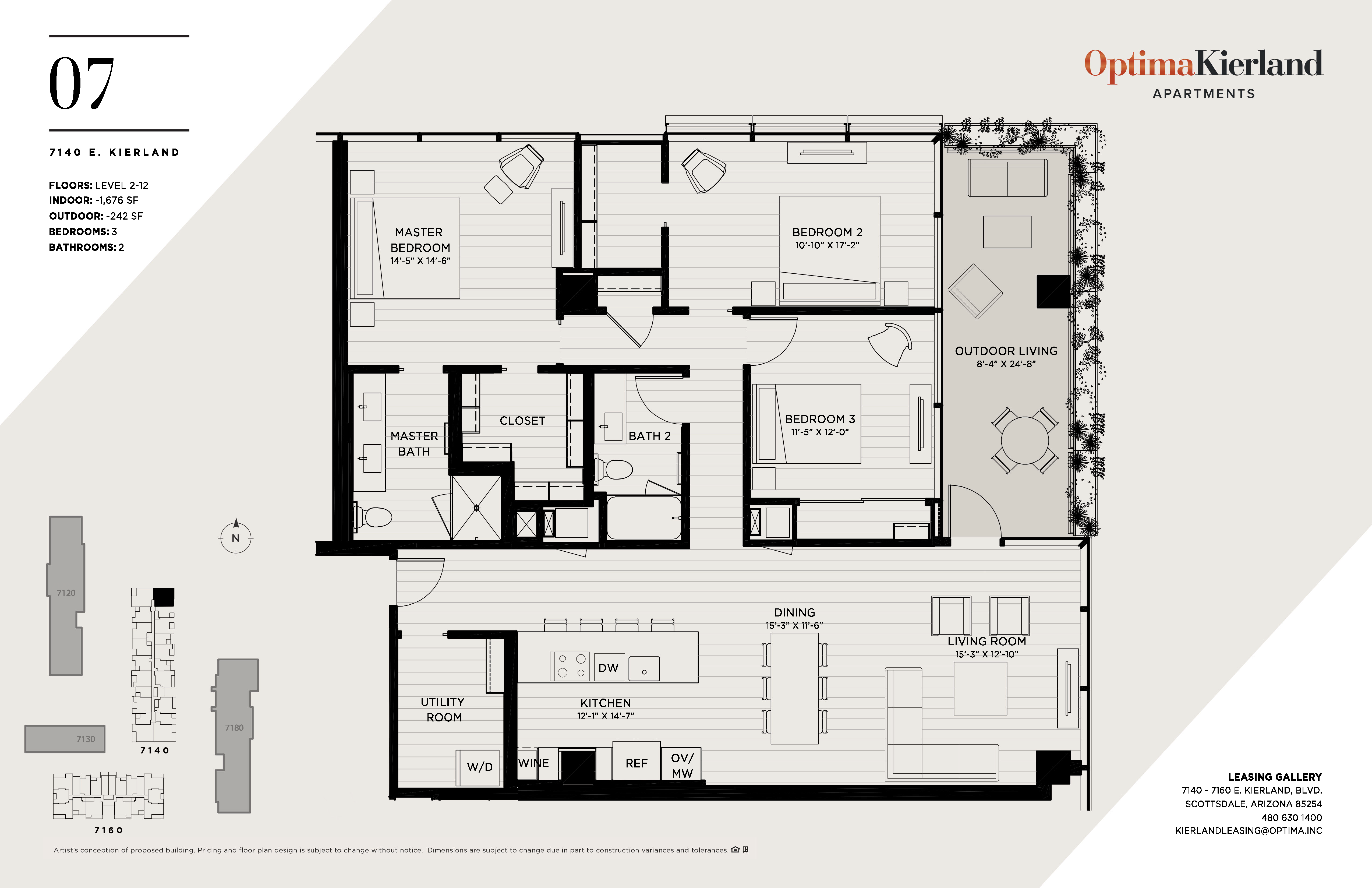 Floor plan for 3 beds, 2 baths, 1676 sqft