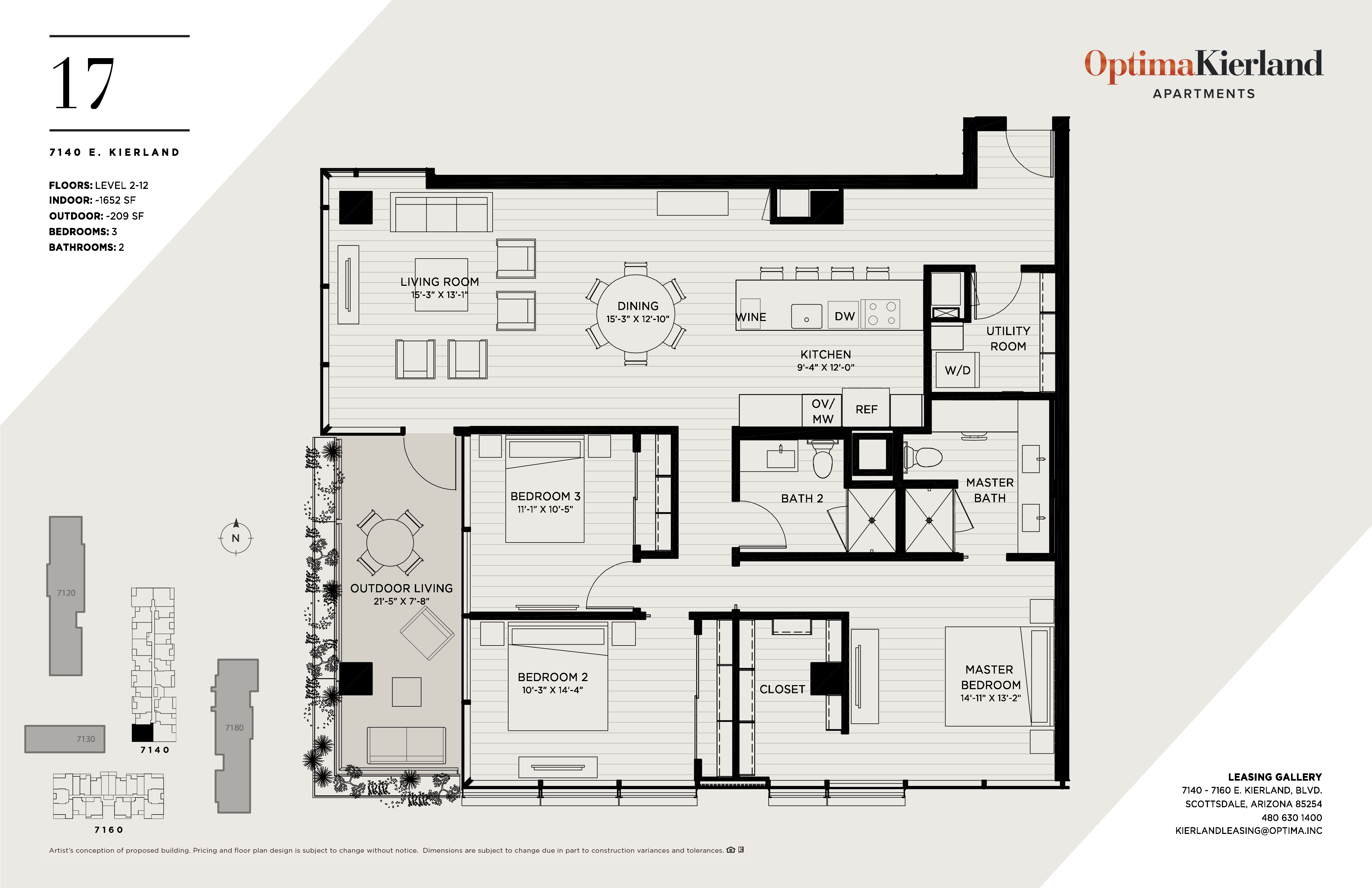 Floor plan for 3 beds, 2 baths, 1652 sqft