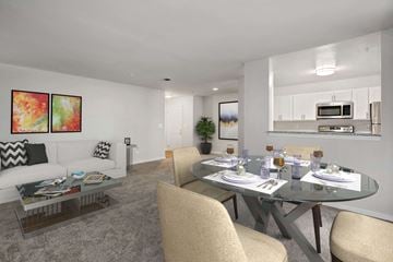 Owings Mills apartment for rent - a living room and dining room with a glass table