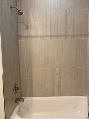 Saint Paul apartment for rent - a bathroom with a shower and a bath tub