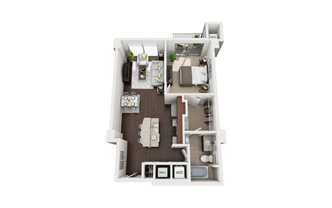 Floor plan for 1 bed, 1 bath, 793 sqft