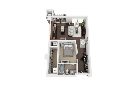 Floor plan for 1 bed, 1 bath, 806 sqft