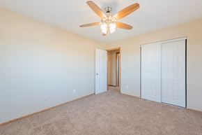 St. Paul apartment for rent - a bedroom with a ceiling fan and a closet