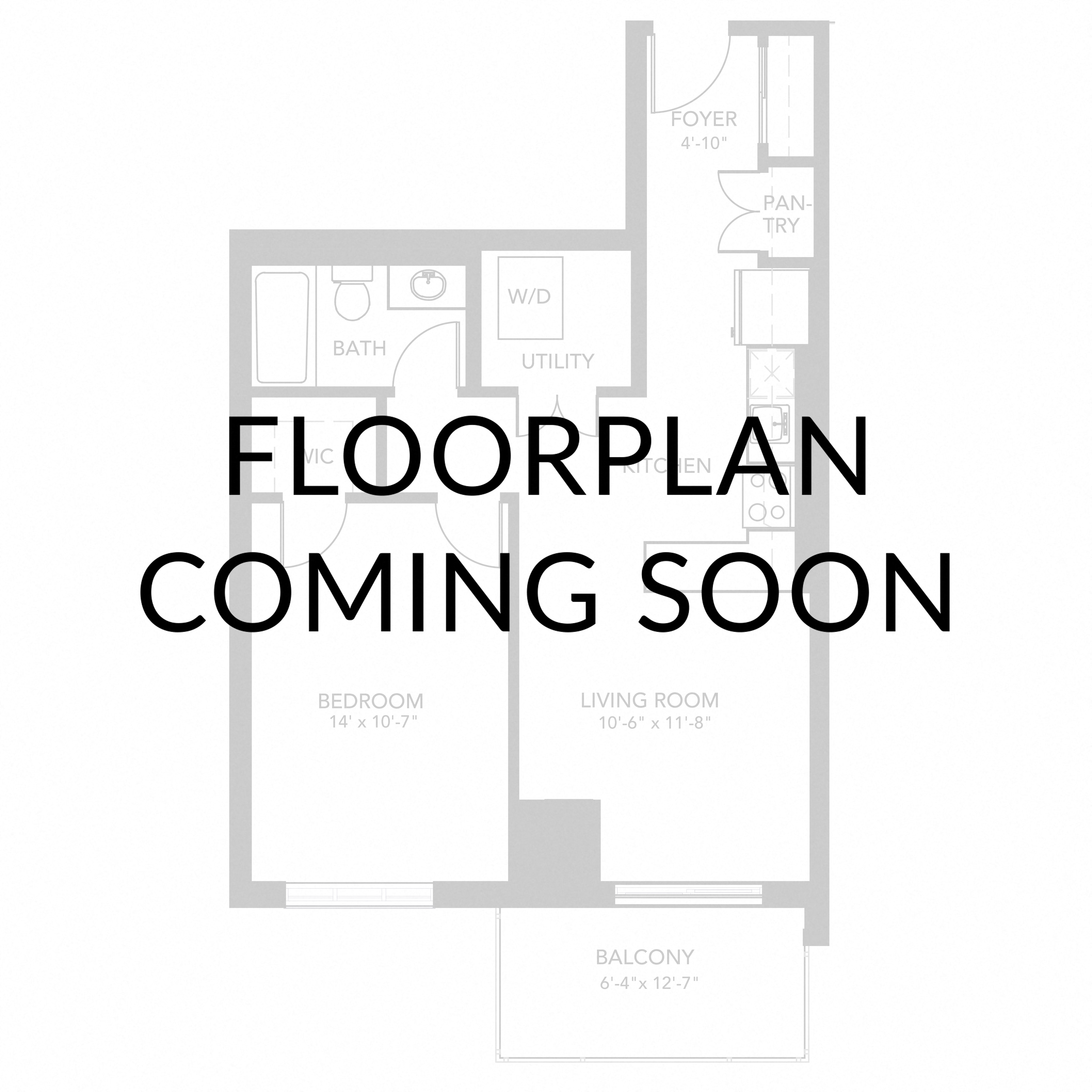 Floor plan for 1 bed, 1 bath