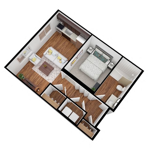 Floor plan for studio, 1 bath, 500 sqft