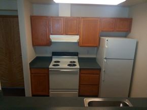 Seattle apartment for rent - a kitchen with a stove and a refrigerator