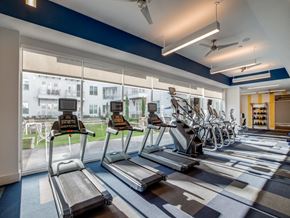 Houston apartment for rent - A gym with treadmills and exercise bikes.