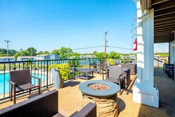Expansive two-level sundeck with fire pit